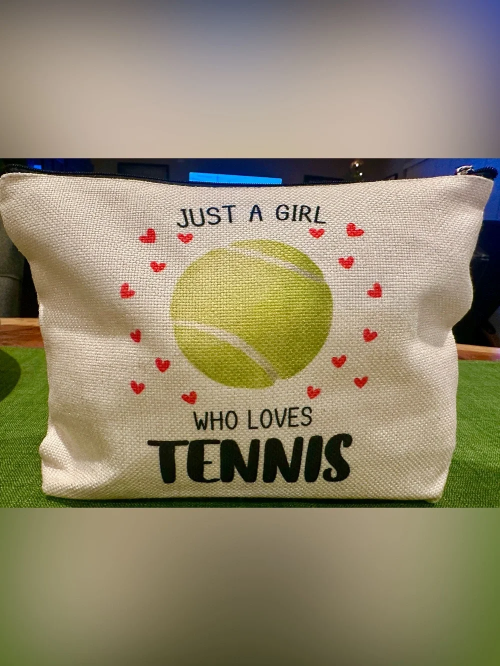 Tennis Cosmetic Makeup, Phone, Money Pouch Clutch Bag Water Proof Fabric 9x7in